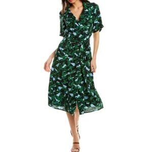 Walter Baker Valencia Midi Dress in Green with Leaf Print